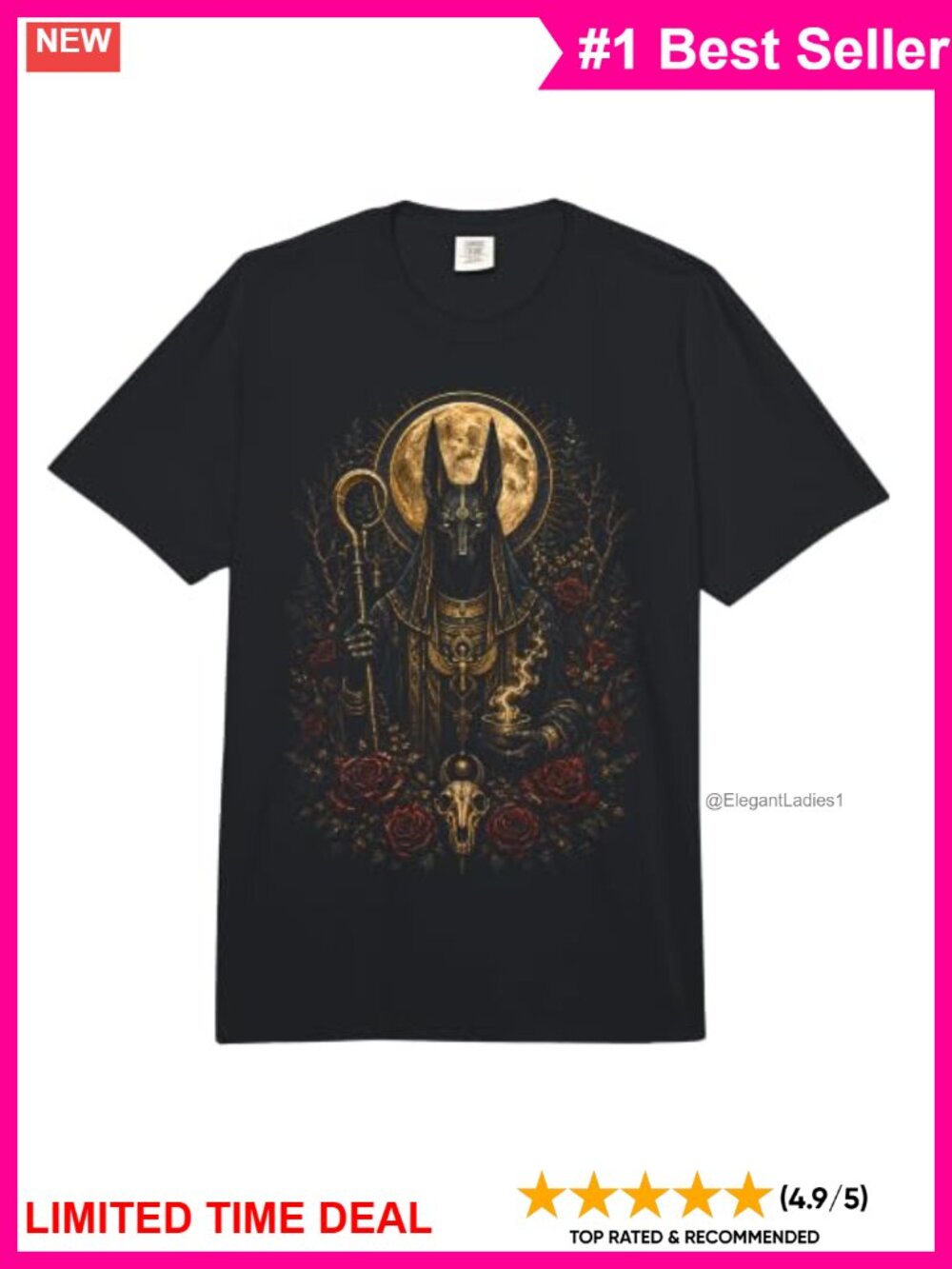 Anubis Egyptian Gothic Occult Art Heavyweight Cotton Tee